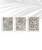 Çerçevesiz Poster Monokrom Soyut Desenler 3'lü thumbnail 1