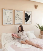 Çerçevesiz Poster Picasso Minimal Çizgi Sanatı 3'lü - 4