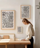 Çerçevesiz Poster Monokrom Soyut Desenler 3'lü thumbnail 3