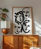 Çerçevesiz Poster Soyut Yüz Çizimleri Minimalist thumbnail 2