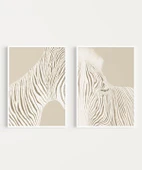 Çerçevesiz Poster Modern Zebra Çizgi Sanatı 2'li thumbnail 2