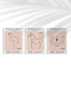 Çerçevesiz Poster Picasso Tarzı Hayvan Çizimleri 3'lü thumbnail 1