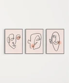 Çerçevesiz Poster Soyut Yüz Çizgileri ve Renk Detayları Triptik 3'lü thumbnail 7