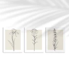 Çerçevesiz Poster Sade Çiçek Sanatı 3'lü thumbnail 1