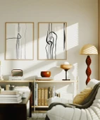 Çerçevesiz Poster Soyut İnce Çizgi Tasarımı 2'li thumbnail 5