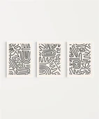 Çerçevesiz Poster Monokrom Soyut Desenler 3'lü thumbnail 2