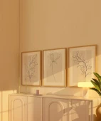 Çerçevesiz Poster eyaz Çerçeveli Minimal Çizgi Sanatı 3'lü thumbnail 3