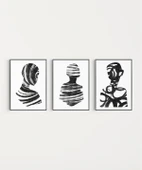 Çerçevesiz Poster Soyut İnsan Silüetleri 3'lü thumbnail 6