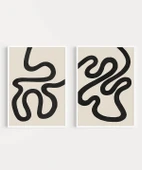 Çerçevesiz Poster Minimalist Dalgalı Hatlar 2'li thumbnail 2