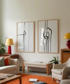 Çerçevesiz Poster Soyut İnce Çizgi Tasarımı 2'li thumbnail 3