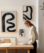 Çerçevesiz Poster Organik Akış Soyut Sanatı Triptik 3'lü thumbnail 3