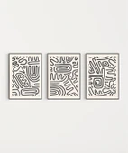 Çerçevesiz Poster Monokrom Soyut Desenler 3'lü thumbnail 7