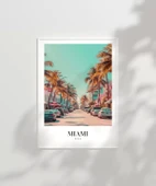 Çerçevesiz Poster Miami Sokak Manzarası thumbnail 2