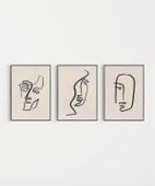 Çerçevesiz Poster Soyut Yüz Çizgileri 3'lü thumbnail 6