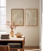 Çerçevesiz Poster Modern Zebra Çizgi Sanatı 2'li thumbnail 3