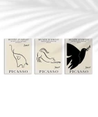 Çerçevesiz Poster Picasso Minimal Çizgi Sanatı 3'lü - 1