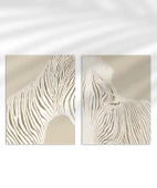 Çerçevesiz Poster Modern Zebra Çizgi Sanatı 2'li thumbnail 1