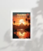 Çerçevesiz Poster Piramitlerin Altında Gün Batımı thumbnail 2