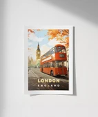 Çerçevesiz Poster London İkonik Çift Katlı Otobüs thumbnail 1