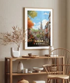 Çerçevesiz Poster Lille Sokakları ve Bisiklet Manzarası thumbnail 5