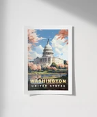 Çerçevesiz Poster Washington Capitol Vintage thumbnail 1