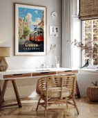 Çerçevesiz Poster Lizbon Tramvayı ve Şehir Manzarası thumbnail 5