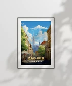 Çerçevesiz Poster Zagreb Katedrali Sokak Manzarası thumbnail 7