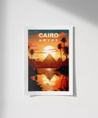 Çerçevesiz Poster Piramitlerin Altında Gün Batımı thumbnail 1