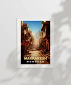 Çerçevesiz Poster Marrakeş'in Sıcak Sokakları ve Çarşı Manzarası thumbnail 2