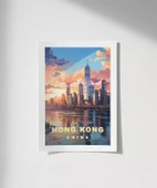 Çerçevesiz Poster Hong Kong'un Dinamik Silüeti thumbnail 1