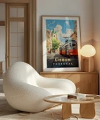 Çerçevesiz Poster Lizbon Tramvayı ve Şehir Manzarası thumbnail 4