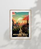 Çerçevesiz Poster Mexico City Gün Batımı ve Şehir Silüeti thumbnail 7