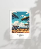 Çerçevesiz Poster Vahşi Doğa ve Şehir Silüeti thumbnail 2