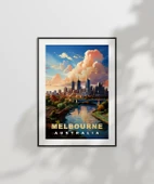 Çerçevesiz Poster Gün Batımında Melbourne Şehir thumbnail 6