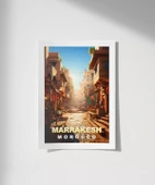 Çerçevesiz Poster Marrakeş'in Sıcak Sokakları ve Çarşı Manzarası thumbnail 1