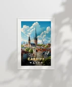 Çerçevesiz Poster Cardiff Manzarası Galler Sanatsal thumbnail 2
