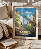 Çerçevesiz Poster Zagreb Katedrali Sokak Manzarası thumbnail 5