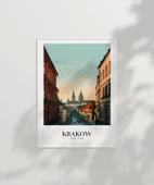 Çerçevesiz Poster Krakow Tarihi Sokakları ve Silüeti i thumbnail 2