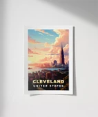 Çerçevesiz Poster Gün Batımında Şehir Silüeti thumbnail 1