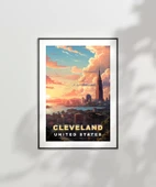 Çerçevesiz Poster Gün Batımında Şehir Silüeti thumbnail 7