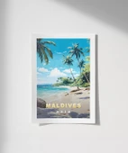 Çerçevesiz Poster Maldives Tropik Plaj Manzarası thumbnail 1