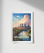 Çerçevesiz Poster Gün Batımında Melbourne Şehir thumbnail 7
