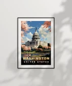 Çerçevesiz Poster Washington Capitol Vintage thumbnail 7
