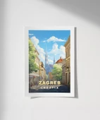 Çerçevesiz Poster Zagreb Katedrali Sokak Manzarası thumbnail 1