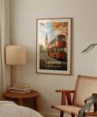 Çerçevesiz Poster London İkonik Çift Katlı Otobüs thumbnail 3