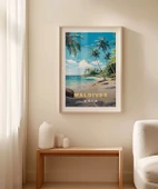 Çerçevesiz Poster Maldives Tropik Plaj Manzarası thumbnail 3