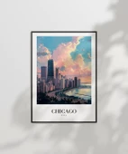 Çerçevesiz Poster Michigan Gölü Kıyısında Chicago thumbnail 6