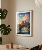 Çerçevesiz Poster Gün Batımında Melbourne Şehir thumbnail 4