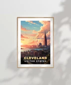 Çerçevesiz Poster Gün Batımında Şehir Silüeti thumbnail 6