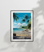 Çerçevesiz Poster Maldives Tropik Plaj Manzarası thumbnail 6